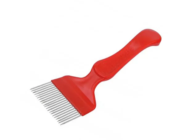 Вилка для распечатывания сот с прямой н/ж иглой 21 красной ручкой из пластика