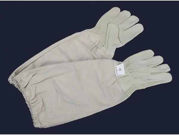 Перчатки пчеловода из серой кожи с нарукавниками "Api Prof XXXL" размер 12