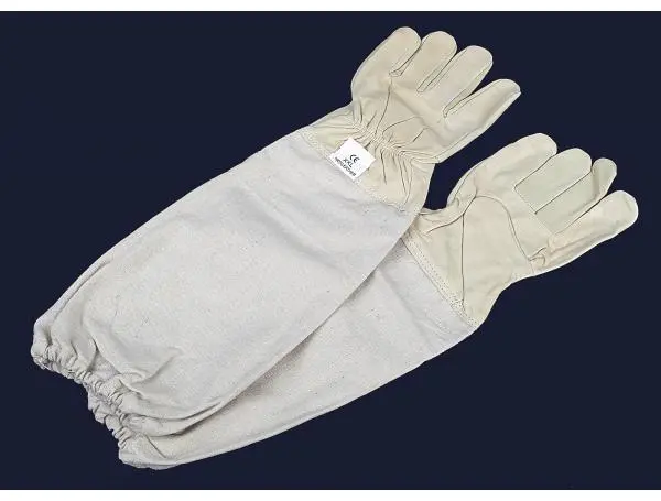 Перчатки пчеловода из серой кожи с нарукавниками "Api Prof XXL" размер 11