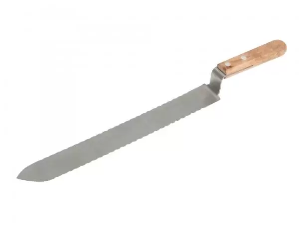 Нож пасечный "Европа" зубчатый 280 мм c односторонней заточкой и загнутым носиком деревянная ручка