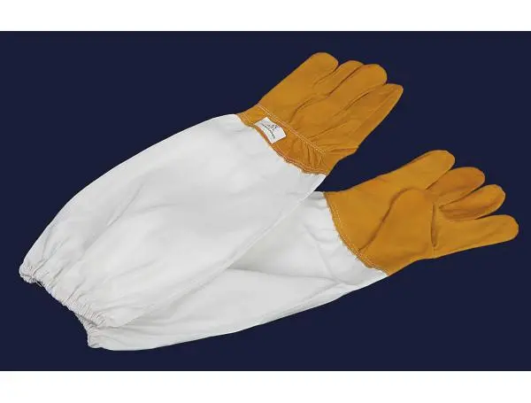 Перчатки пчеловода из желтой кожи с нарукавниками из белой саржи "Lux Желтые XXL" размер 11 