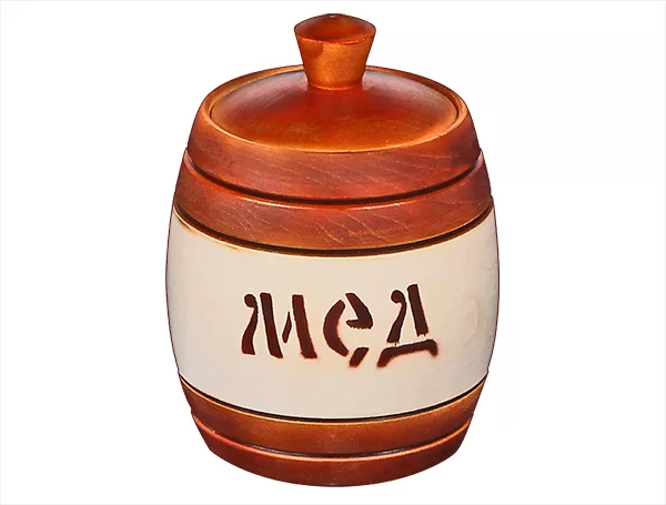 Бочонок для меда липовый 0,18 л тонированный на половину