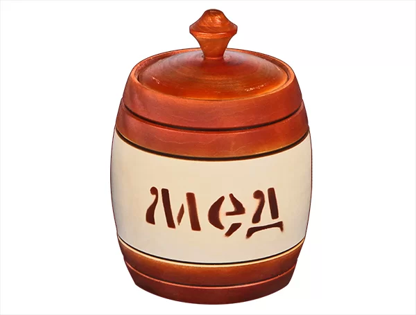 Бочонок для меда липовый 470 мл тонированный на половину