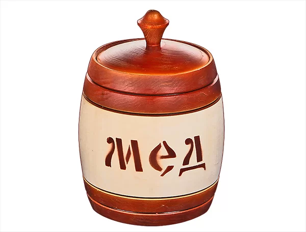 Бочонок для меда липовый 700 мл тонированный на половину