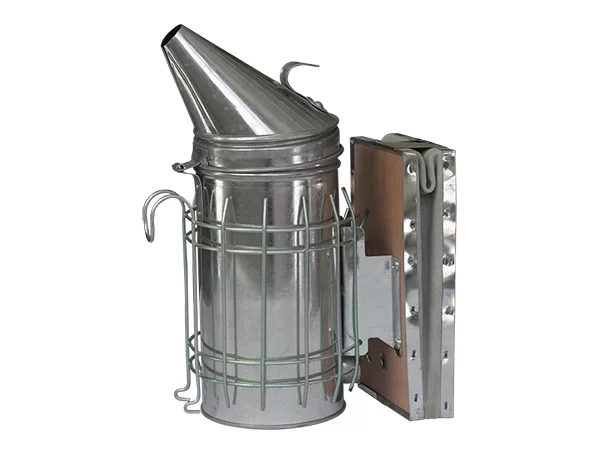 Дымарь оцинкованный D-100 мм H-280 мм с защитой от ожога кожаными мехами пламегасителем без стакана