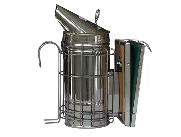 Дымарь для пчел н/ж D-95 мм H-250 мм с защитой от ожога с пламегасителем стаканом и кожаными мехами