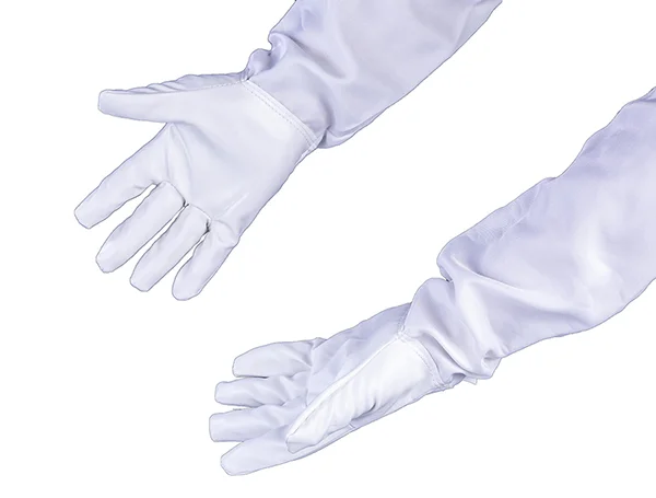 Перчатки пчеловода из белой искусственной кожи с нарукавниками "Эко L" размер 9