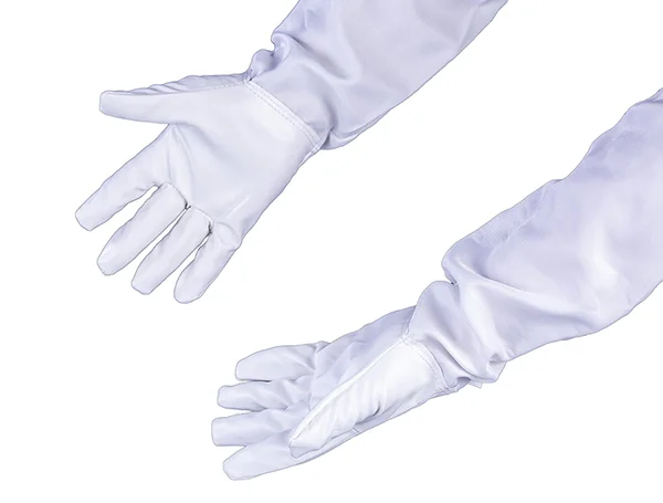 Перчатки пчеловода из белой искусственной кожи с нарукавниками "Эко XXL" размер 11