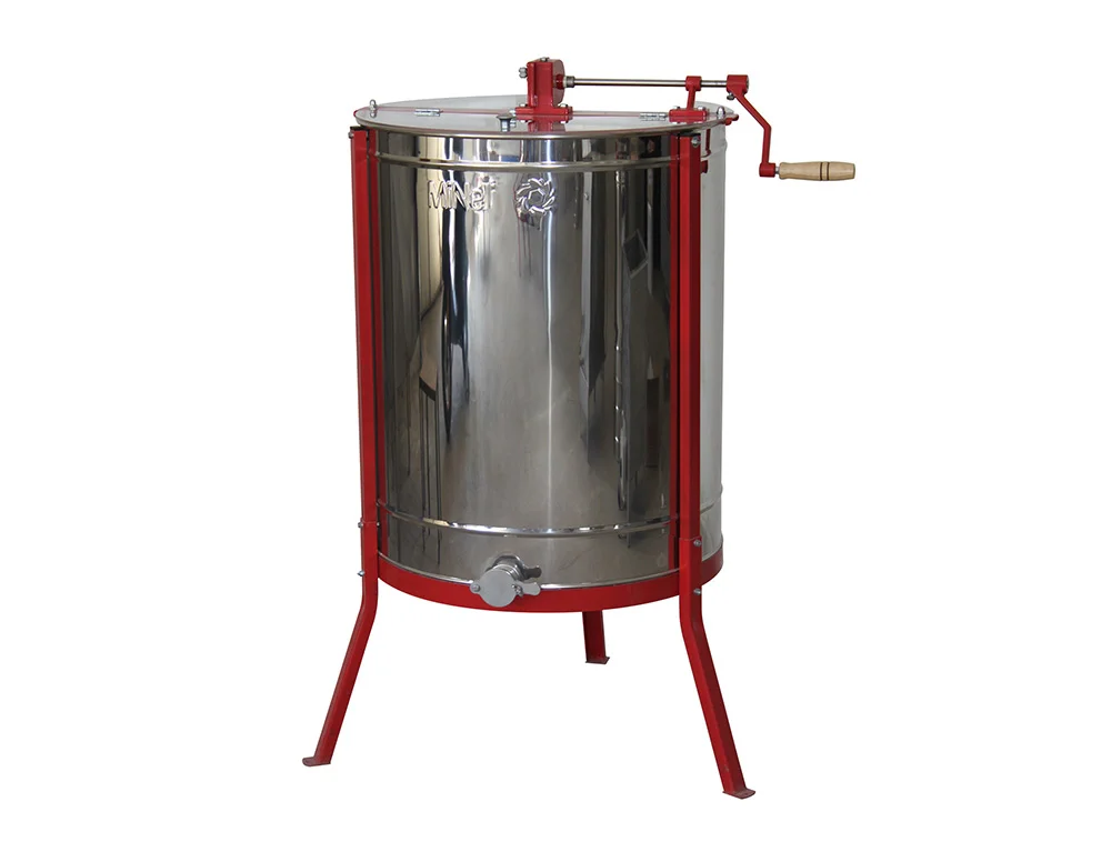 Медогонка ручная Минели 4-х рамочная неповоротная корзина и кран из нержавейки ножки из стали